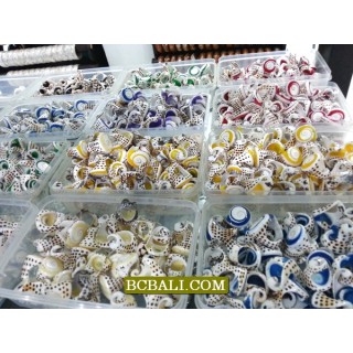 Olon organic seashells died finger rings wholesale 